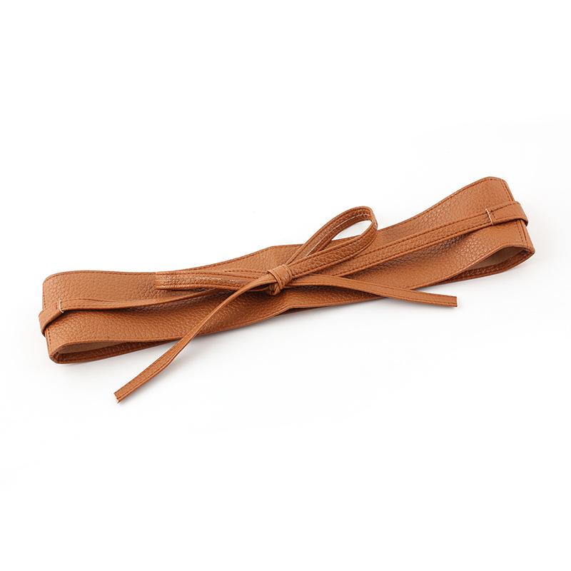 Ying Fina Women's High-Quality Korean PU Leather Paint Knotted Waist Belt