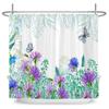 Plants Flower Shower Curtains Butterflies Bathroom Bathtub Decoration Waterproof Polyester Bath Curtain Home Decor with Hooks