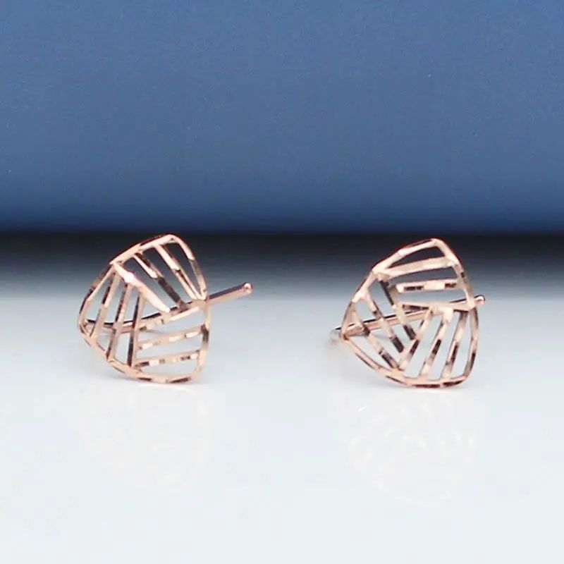 Purple Gold Hollow Out Simple Niche Cold Wind Plated Rose Gold Ear Jewelry Triangular Stud Earrings Female