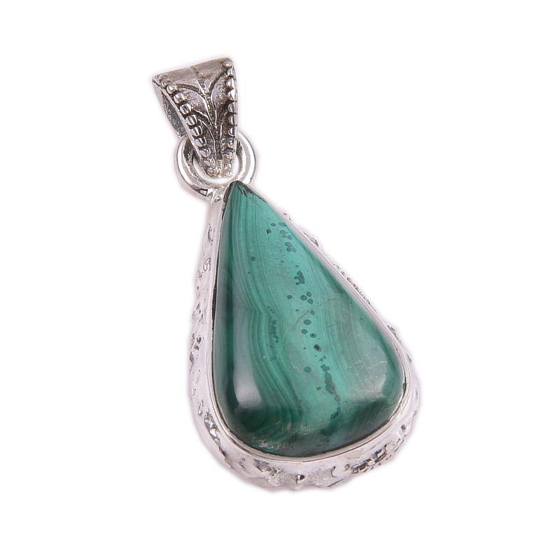 Natural Malachite Gemstone Handmade 925 Solid Sterling Silver Pendant 1.5'' e7f64