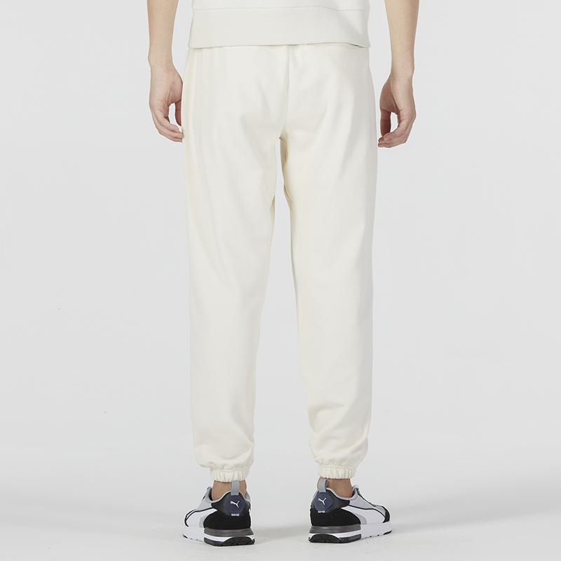PUMA Solid Color Logo Jogger Knit Pants Men Bottoms White 537745-99