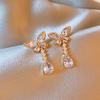 Korean Luxury Crystal Flower Butterfly Earrings For Women Sweet Zircon Drop Earrings Girls Party Jewelry Bijoux Gifts