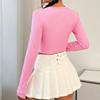 Women's Summer Round Neck Slim Short Love Circle Long Sleeve T-shir