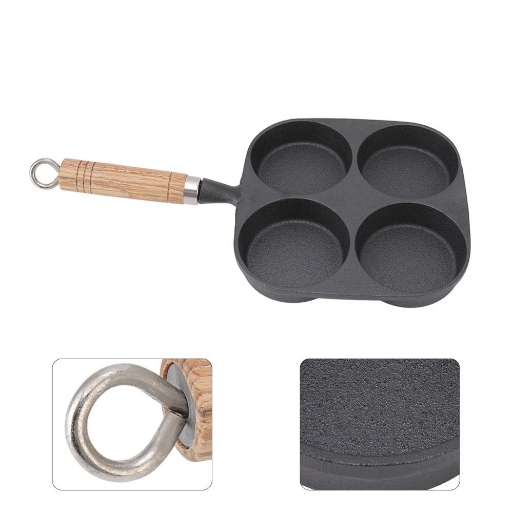 Wooden Handle Cast Iron Skillet Cast Iron Omelet Pan Heavy Duty Egg Frying Pan Eggs