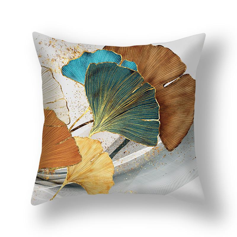Short Plush Pillowcase, Simple and Versatile Ginkgo Leaf Pillow, Modern Decorative Sofa Pillow, Cushion