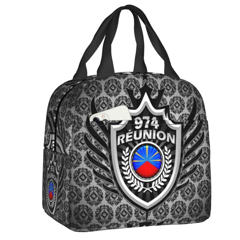 974 Reunion Island Insulated Lunch Bags for Women Maveli Coat of Arms Portable Cooler Thermal Bento Box School