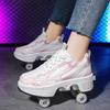 Speed skating teen student outdoor sports skates skateboarding roller skating one button shrink button pulley runaway shoes