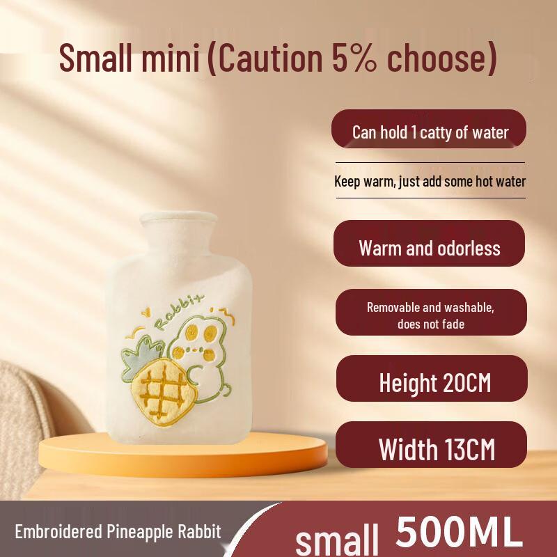 Cute Plush Hot Water Bottle with Embroidery