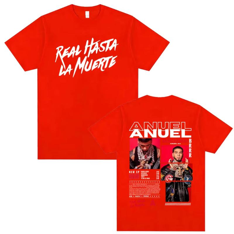 Rapper Anuel AA Real Hasta La Muerte Tour 2025 T Shirt Unisex Women Hip Hop Oversized Tshirts Unisexs Casual Cotton Vintage T Shirts