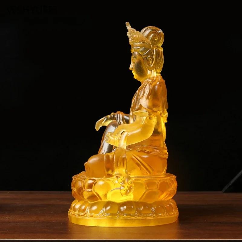 1 PCS 13.5x11x20.5cm Resin Guanyin Ksitigarbha Buddha Statue Home Chinese Style Ancestral Hall Offering Desktop Decoration