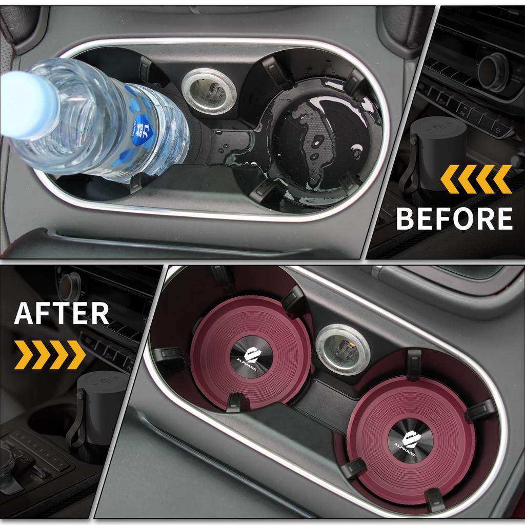 Set of 3 Alphard Coasters 3D Round Cup Mats for Car Drink Customizable Interior Accessories for Toyota Alphard 40 Series and 30 Stylish Silicone and