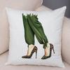 Lady High Heel Shoes Print Cushion Cover for Car Sofa Home Super Soft Short Plush Pillow Case Decor Cartoon Pillowcase 45*45 Cm