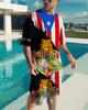 European and American summer new 3D digital print men's fashion casual set, T-shirt and shorts set