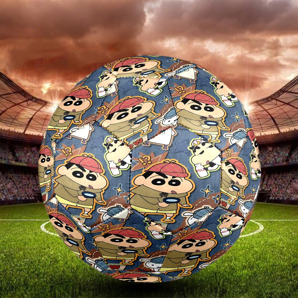 Crayon Shin Print Size 5 Soccer Ball, Standard Match Football for Sports Game and Team Practice, Ideal Gift for Soccer Fans