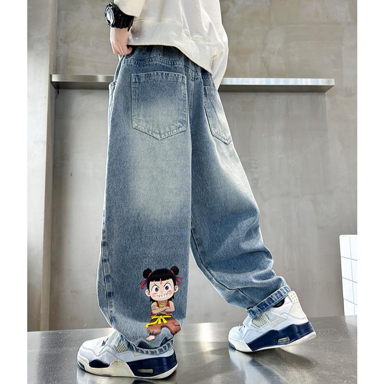 Blugi de băieți Pantaloni de toamnă la modă pentru copii Pantaloni largi casual