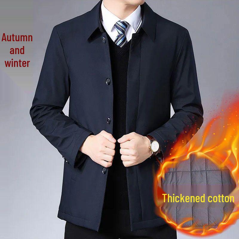 Men's Mid-Length Lapel Button-Up Jacket for Spring & Autumn