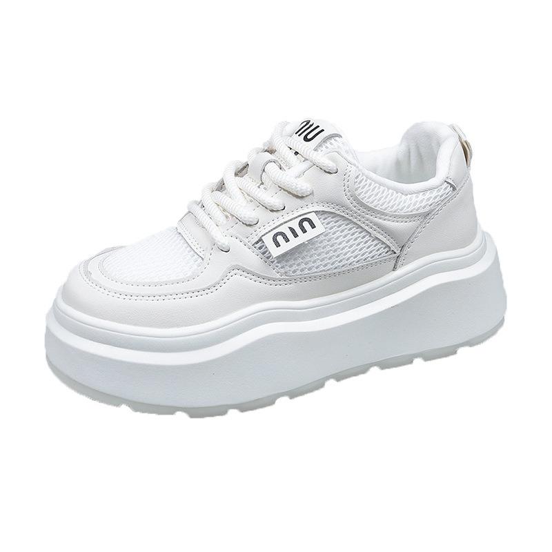 Leather mesh breathable little white shoes children's versatile board shoes spring and summer new thick-soled heightening casual sports shoes