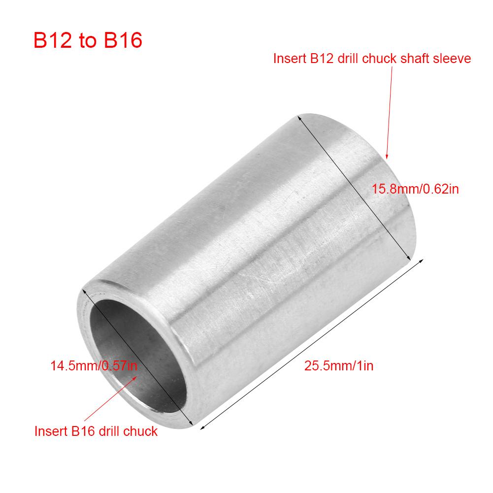 B12 to B16 Stainless Steel Conversion Sleeve Drill Chuck Conversion Barrel