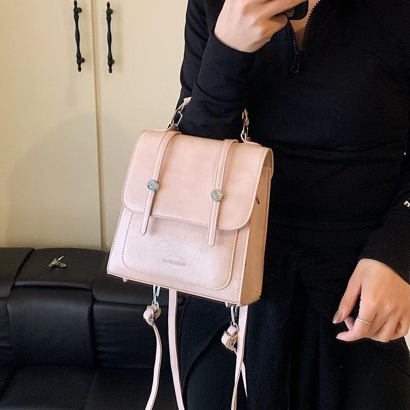 Niche Texture Backpack Bag Female Sweet College Style Small Backpack Versatile Multi-functional Messenger Shoulder Bag Tide