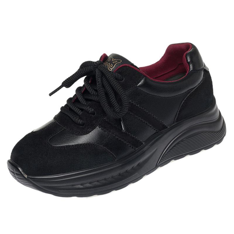 Fashion Thick Sole Comfortable Lace-Up Women In Spring Autumn New Retro Casual Fashion Sports Dad Shoes Mother Shoes Heightened Inside