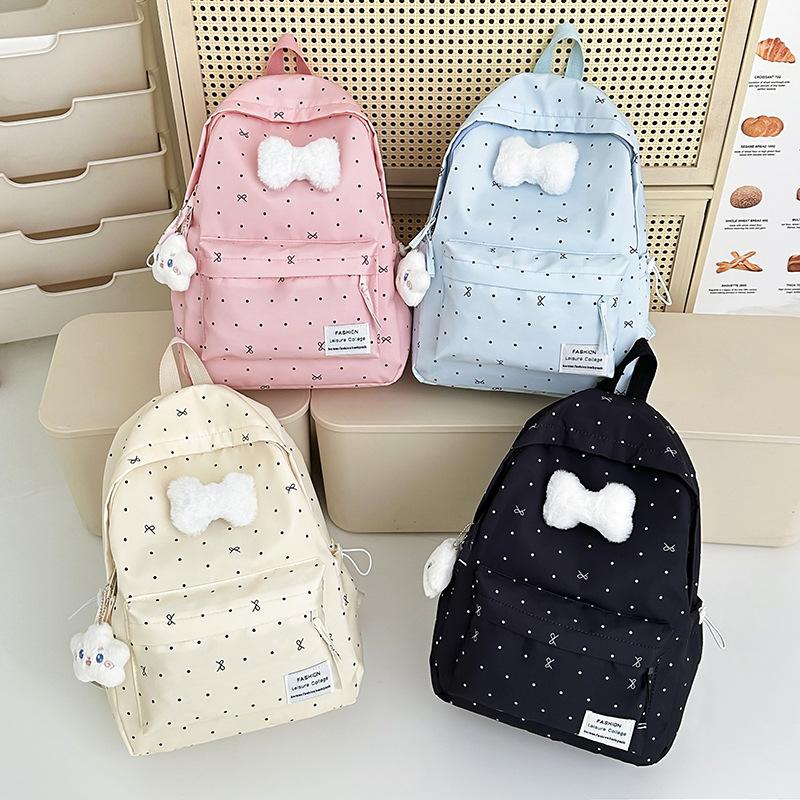 Schoolbag Schoolbag Junior High School Girl Heart Polka Dot Bow Backpack Versatile High Value Female Student Backpack