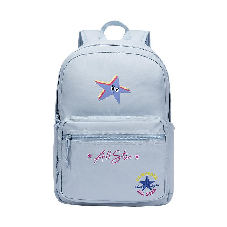 Converse Versatile Casual Star Print Color Block Logo Backpack Unisex Backpack Sky-Blue CV2613110GS-002 Sky Blue