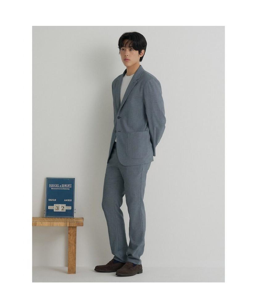 Binpolmen Seersucker Pattern Set-Up Standard Fit Pants Navy