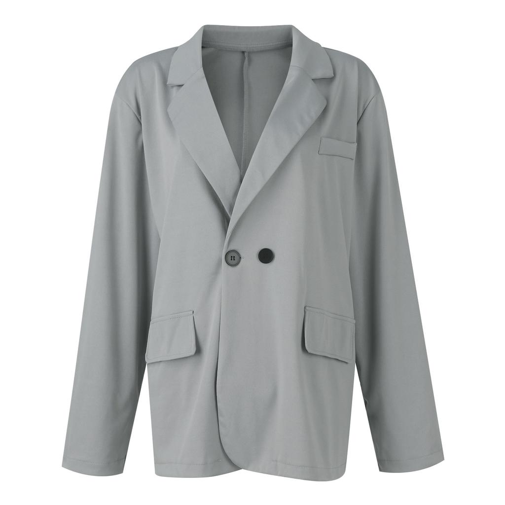 Jachetă de damă cu rever Culoare uni Decorație cu nasturi Cardigan subțire