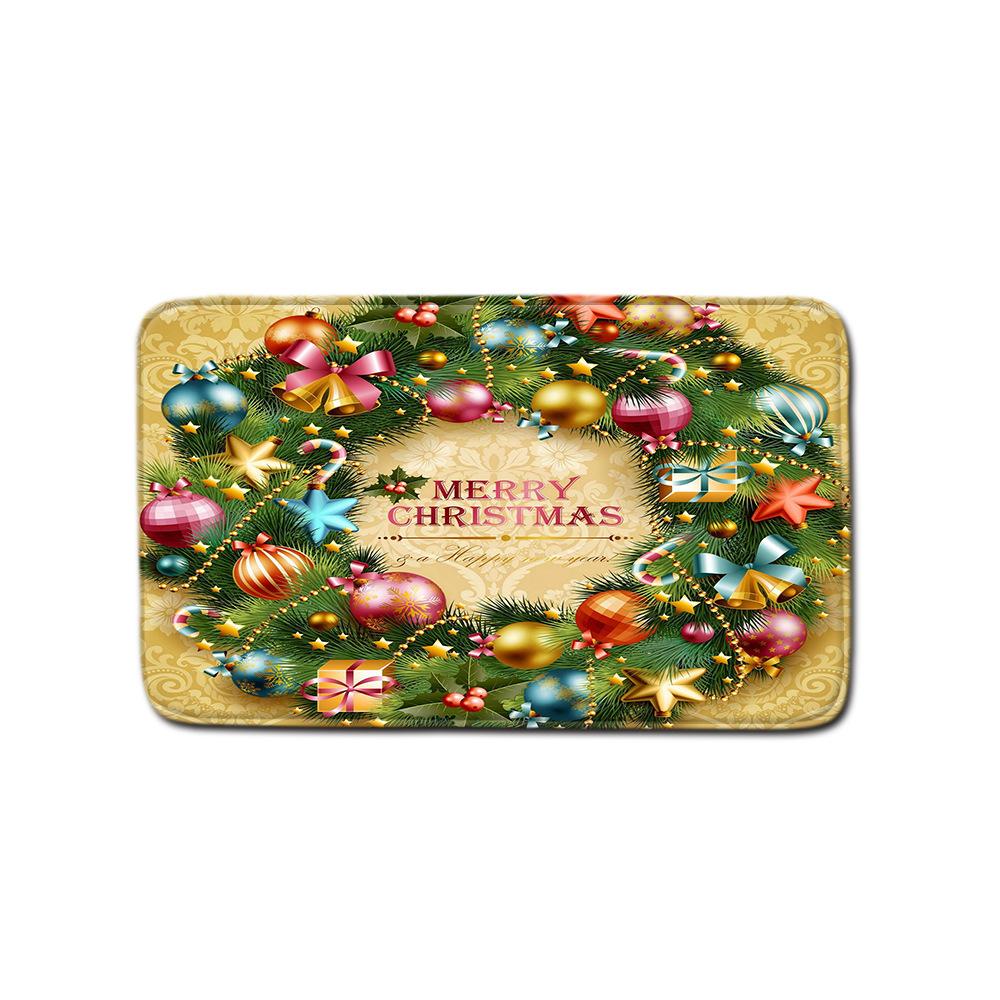 Christmas Four-Piece Shower Curtain Combination Floor Mat Set Bathroom Non-Slip Door Mat Absorbent Carpet