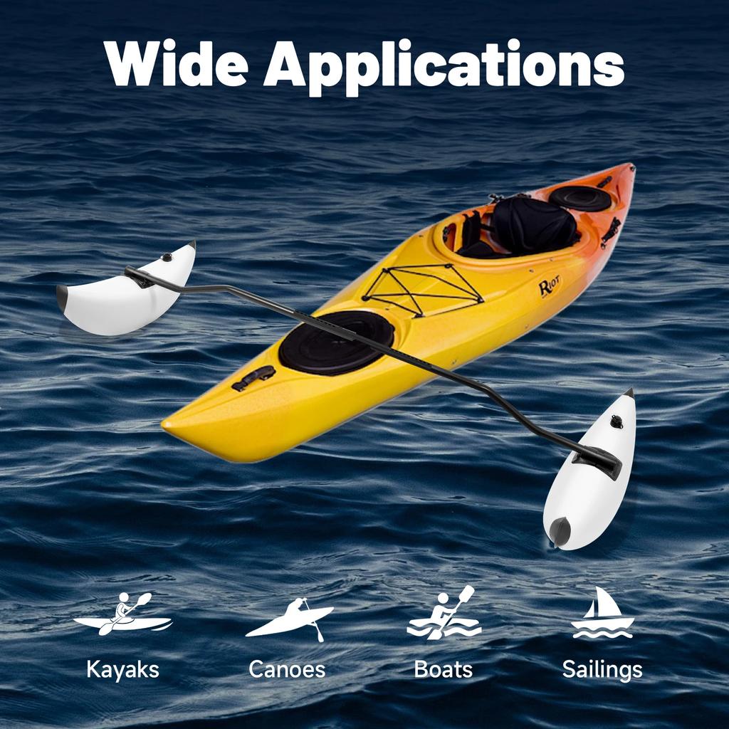Kayak Stabilizers, 2PCS Kayak Outrigger PVC Kayak & Canoe Stabilizer System with Pair of Sidekick Rods for Canoes, Boats