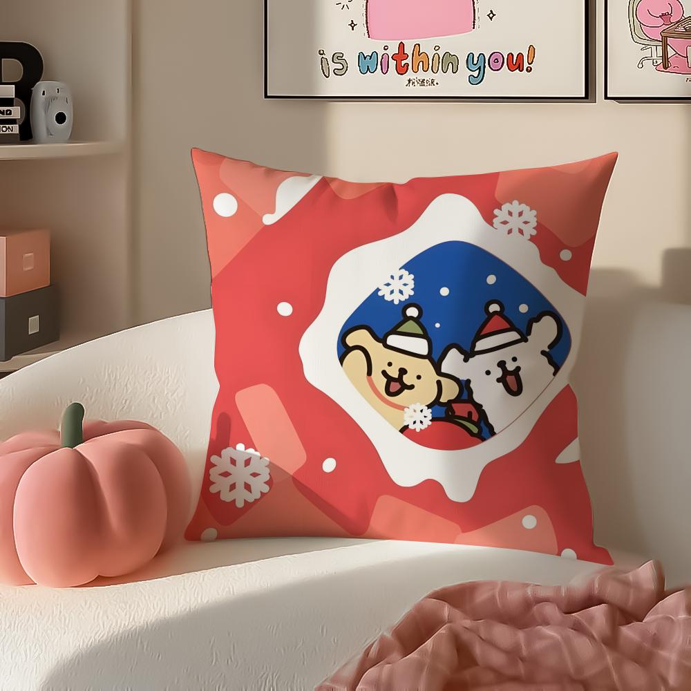 Cute Tiny Korean Character MMaltese Cushion Cover Pillowcase Short Plush Invisible Zipper Room Sofa Cushion Cover