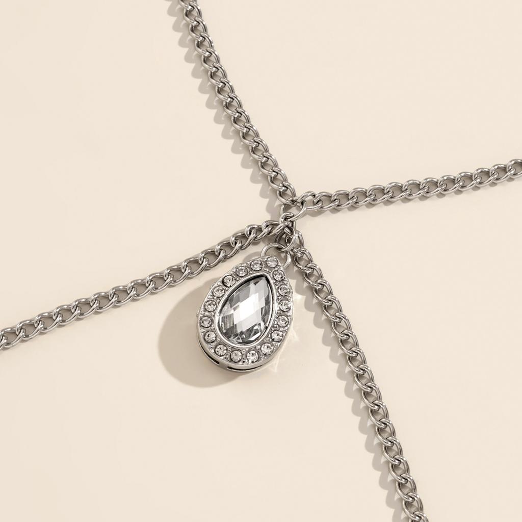 Tassel Necklace For Women Diamond-studded Metal Necklace