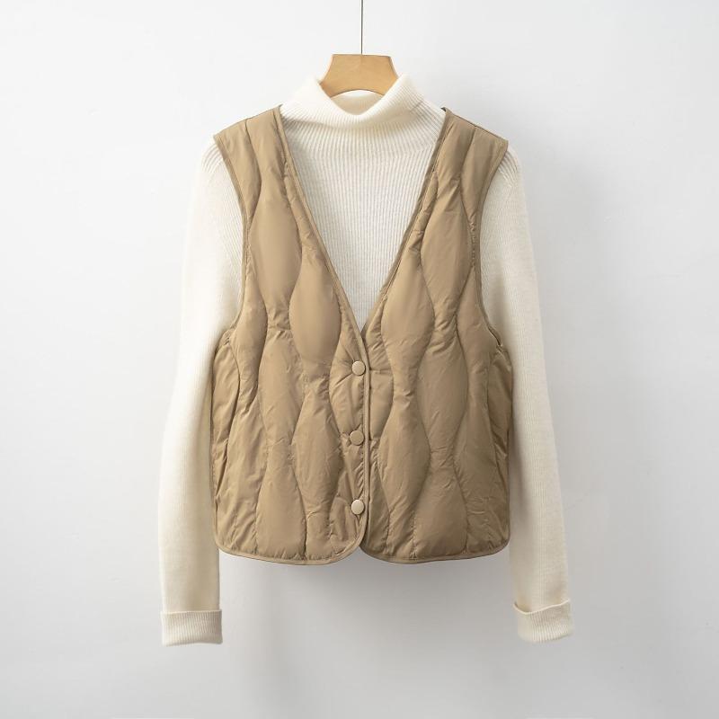 Down Vest Women's V-Neck Lightweight Sleeveless Vest for Fall/Winter Lightweight Sleeveless Vest