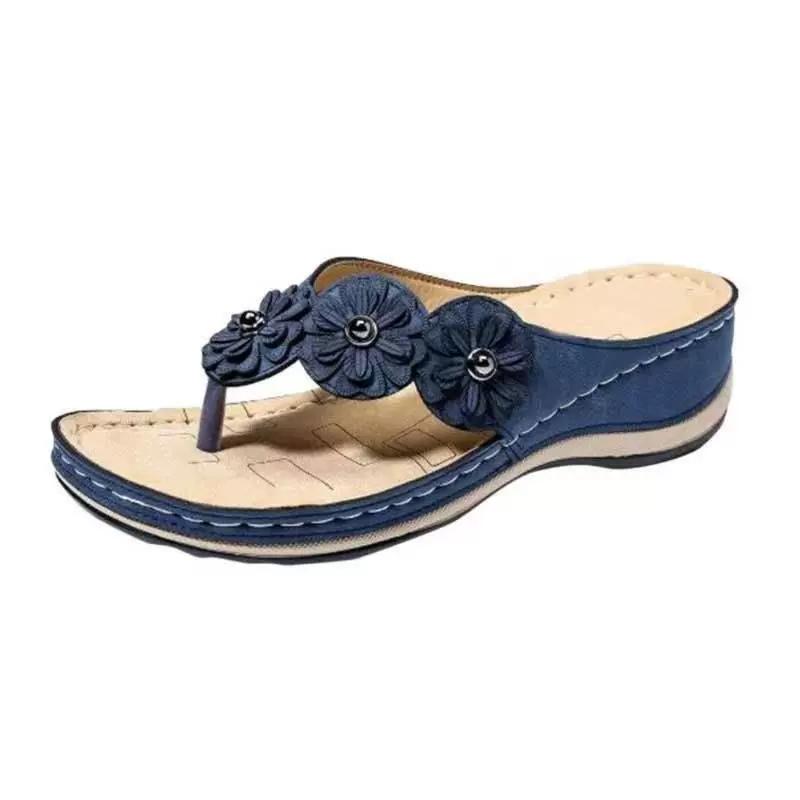 Summer Flower Sandals, Car Line Thick Soled Flip Flops, Beach Flip Flops