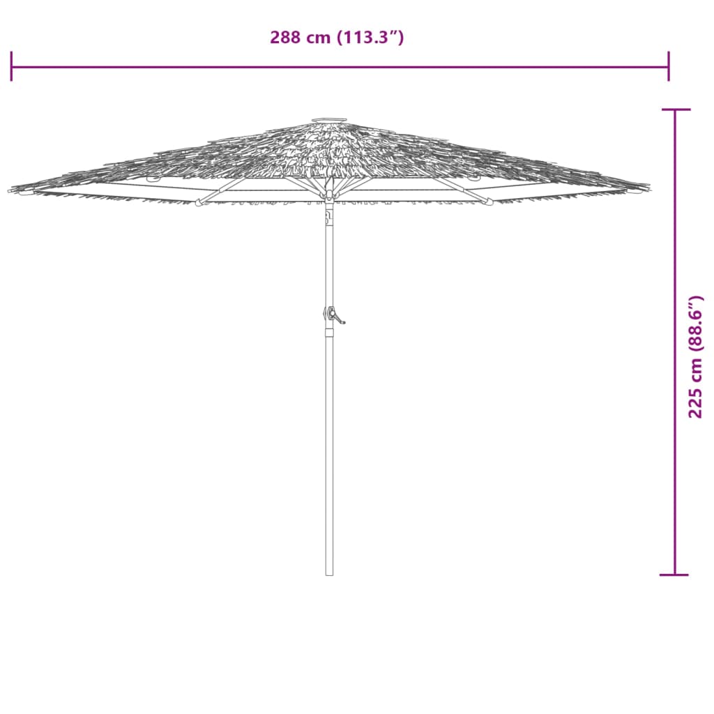 Brown Sun Umbrella with Steel Pole 288 X 288 X 225 Cm