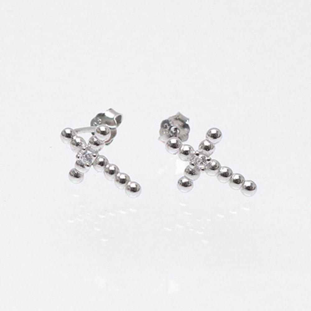 

S925 Silver Cubic Zirconia Cross Earrings (1 Pair) P0900