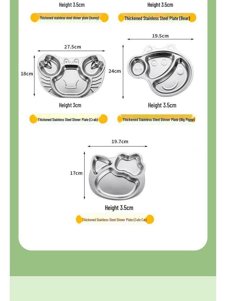 316 Stainless Steel Children's Divided Plate - Food Grade Infant Tableware for Boys & Girls