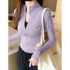 1011 New Shoulder Stand-up Collar Zipper Yoga Jacket for Women's Naked Moisture Absorbing Sweat Wicking Thumb Sleeve Short Waist Women