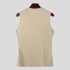 INCERUN Men Summer Sleeveless Front Cross Knitted Tank Tops Casual Fitted Vest