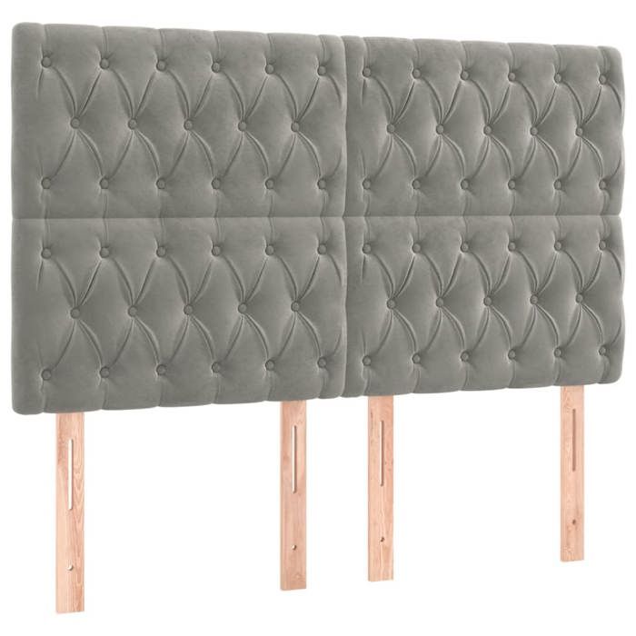 Tête de lit - Maison Exclusive - Velours gris clair - 144 x 7 x 118/128 cm - Hauteur réglable