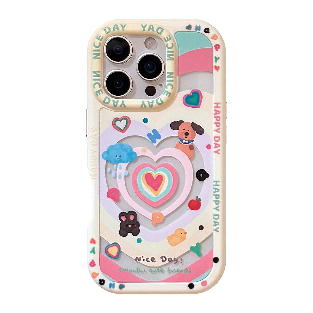 Dopamine Love Puppy for IPhone 16 Phone Case for IPhone 17 Mirror Stand 15promax