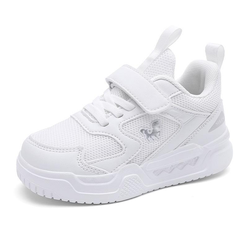 Children's Little White Shoes 2025 Summer Mesh Breathable Middle and Old Children's Boys White Sports Shoes School Girls Running Shoes