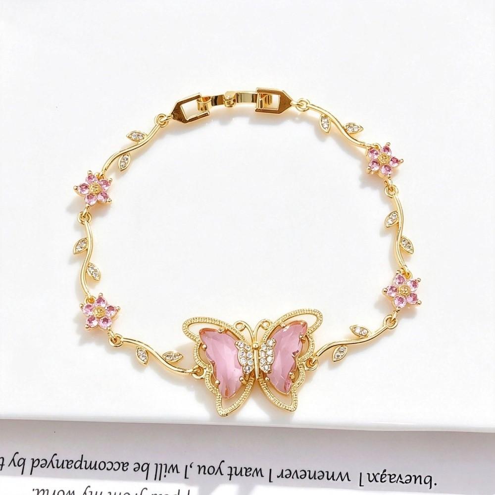 Multicolor Zircon Flower Bracelet Dreamy Aesthetic Flower Rhinestone Bracelet Women