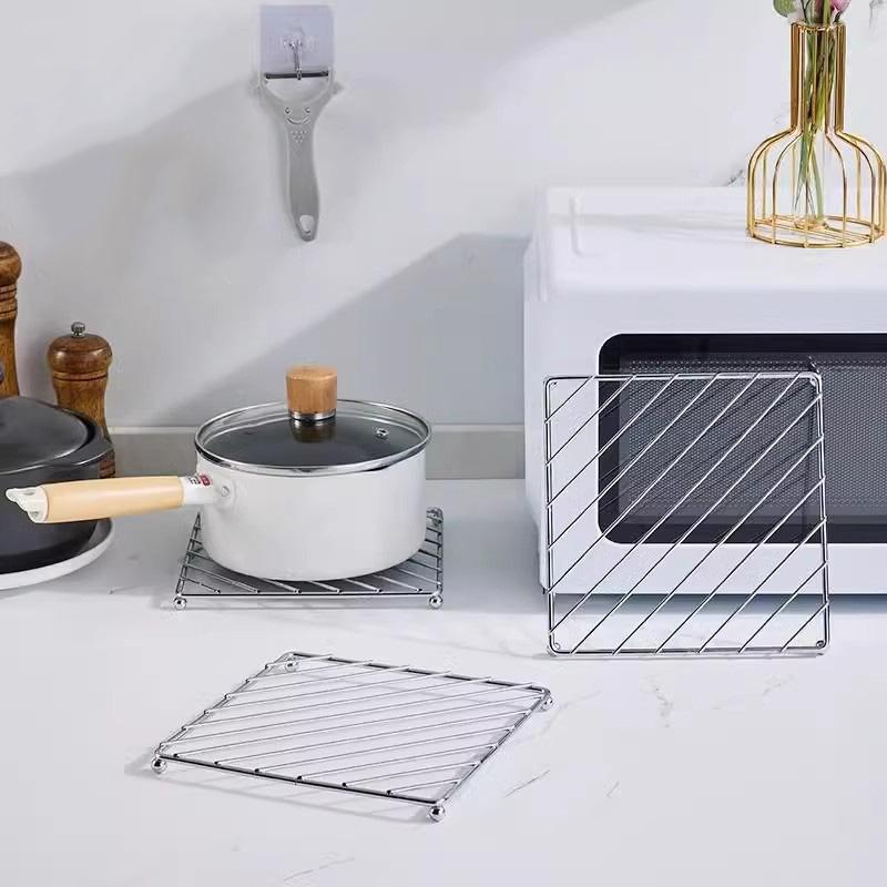 Square Metal Pot Mat Coasters Heat Insulation Pad for Bowl Dish Casserole Hot Pot Table Cookware Holder Placemat Kitchen Tools