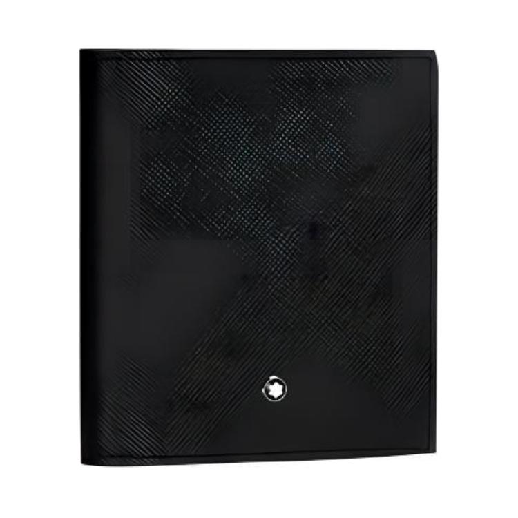 Montblanc Artisan Series Markenlogo Doppelfalt Leder Kartenetui Herren Kartenetui Schwarz 114607