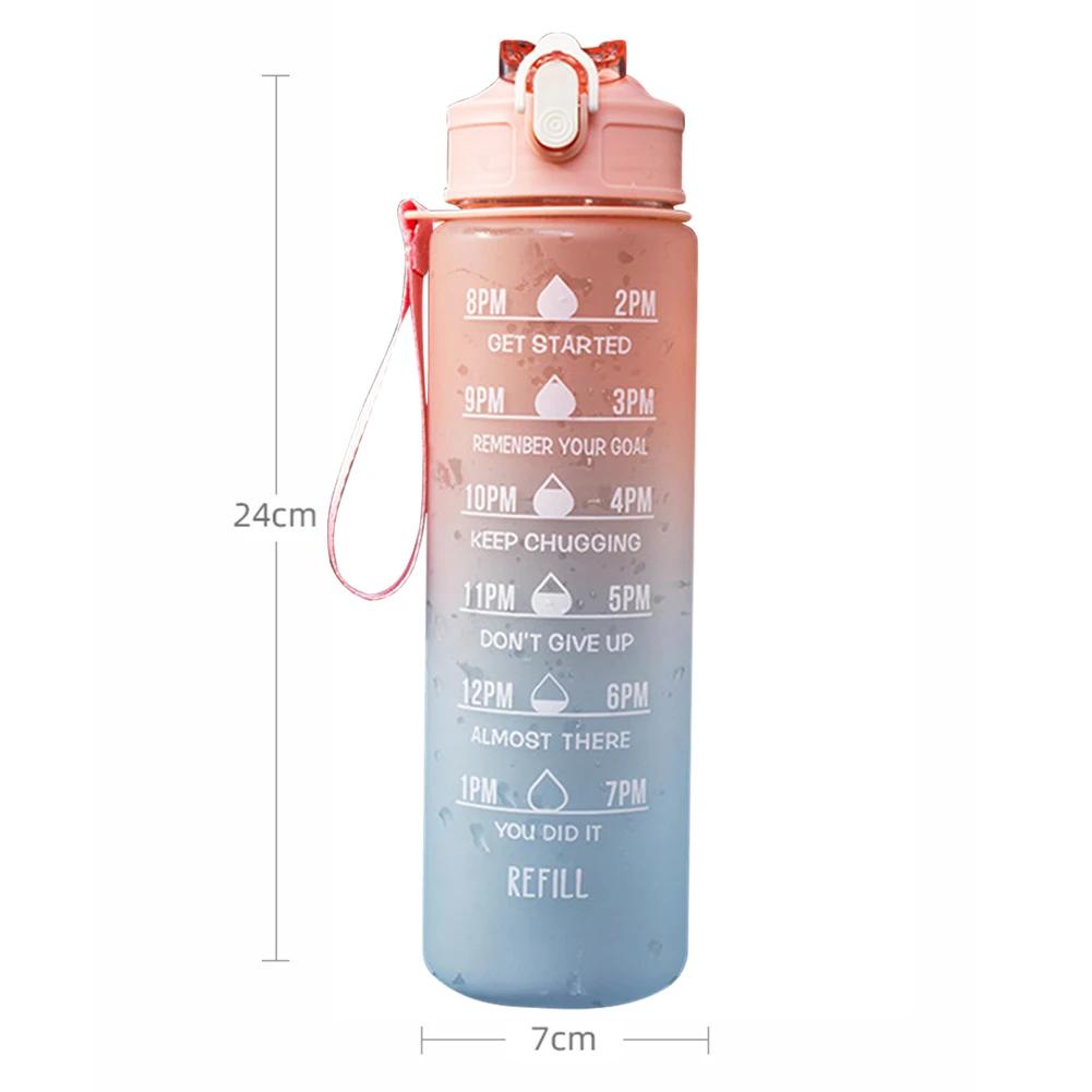 2 Liter Sports Water Bottle With Straw Large Capacity Outdoor Sports Fitness Cup with Time Scale Portable Reusable Water Bottle