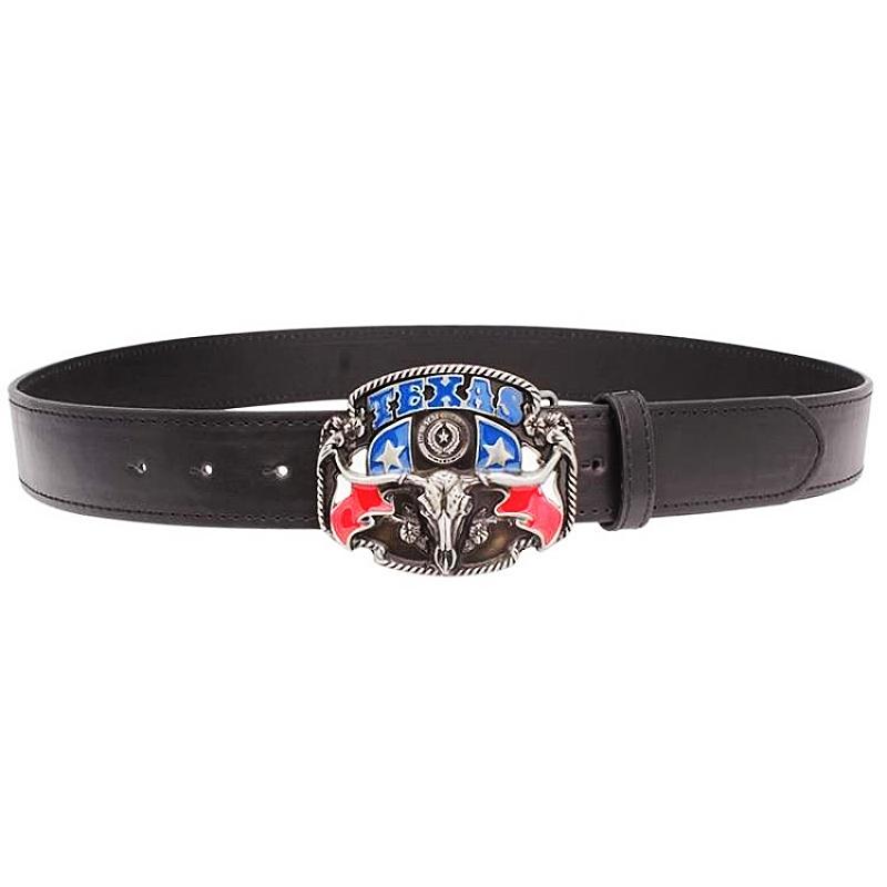 Wild West TEXAS Cowboy Belt Bull Skull Head Metal Buckle American Texan Pride Fashion Waistband For Men