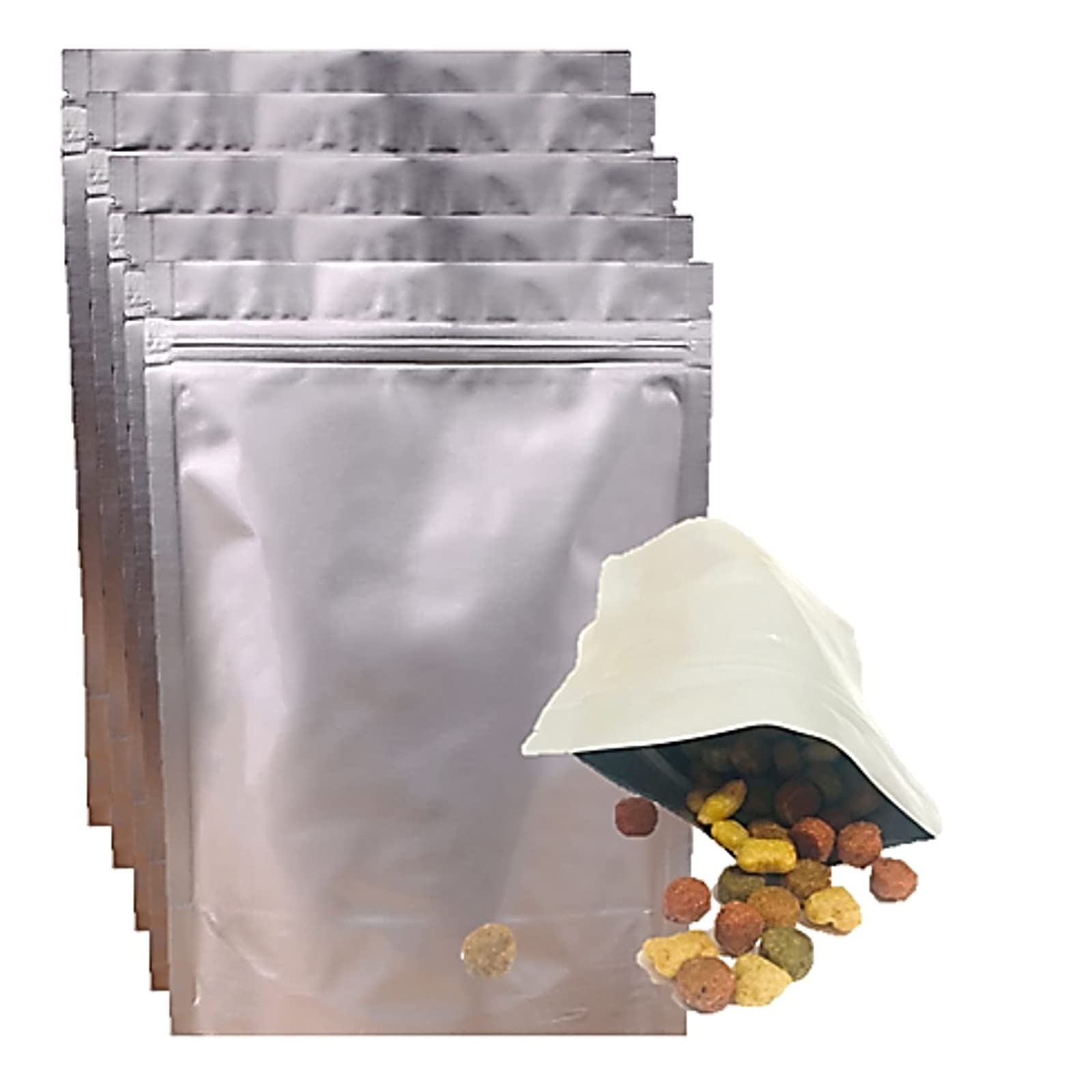 

ST TS Pet Food Storage Bags, Aluminum Zip-Seal Bags, Light-Blocking, Moisture-Proof, Standing Type (18x26cm, 20 count, Silver)