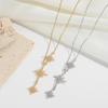 Elegant Two-Tone Star Necklace for Women - European & American Style, Sparkling and Versatile, Perfect Clavicle Chain Jewelry.