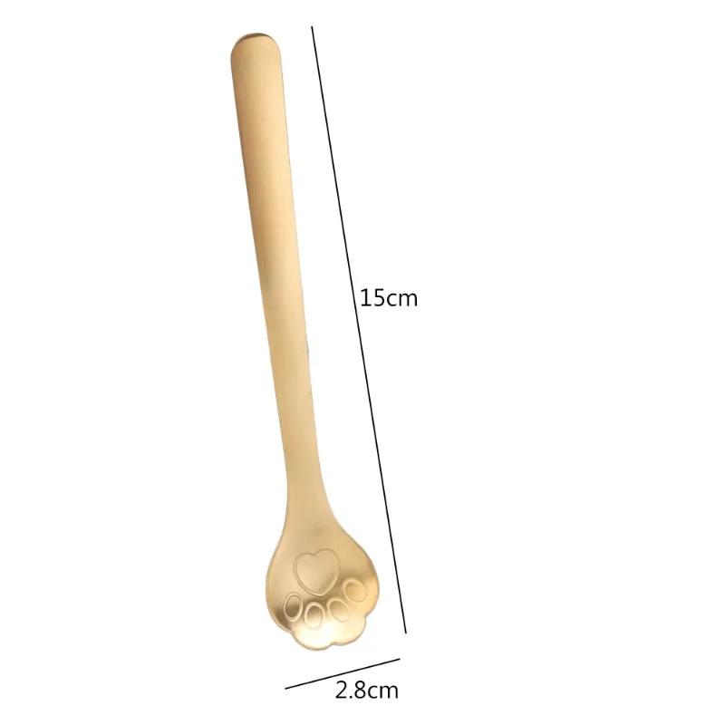 5/1PCS Creative Cute Cat Claw 304 Stainless Steel Spoon for Ice Cream Coffee Tea Dessert Spoon Kitchen Tableware Accessories